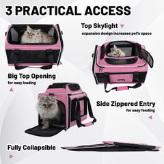 PAPZER Top-Expandable Cat Carrier side mesh pink breathability emphasis