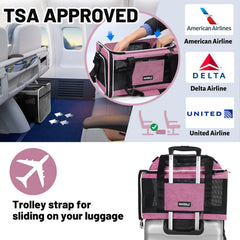 PAPZER Top-Expandable Cat Carrier under-seat pink cabin-ready layout
