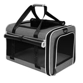 Papzer top-loading cat carrier under-seat design, ideal for airline travel.