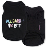 Parisian Pet All Bark No Bite embroidered t-shirt front view, comfortable for daily walks.