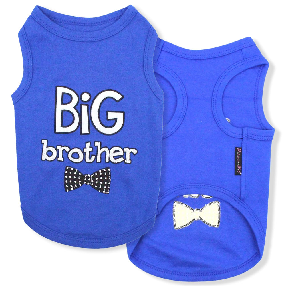Parisian Pet big brother embroidered dog t-shirt in blue for everyday wear and easy care