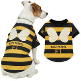 Parisian Pet Buzz Patrol Bee Shirt on a dog; embroidered charm for cute photo shoots.