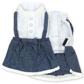 Parisian Pet Chambray Overall Dress front view—lightweight summer fashion for large dogs.