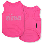 Parisian Pet Diva dog T-shirt with embroidered text for chic style