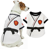 Parisian Pet dog karate academy shirt front view highlights embroidered vest for stylish daily adventures.