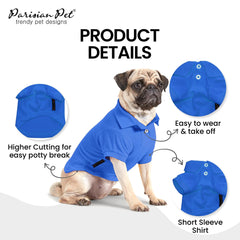 Parisian Pet dog polo button-up collar close-up, lightweight fabric