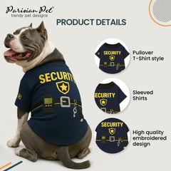 Parisian Pet Woofficer Shirt close-up embroidered detail enhances style.