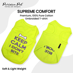 Parisian Pet breathable cotton dog shirt front view for cool summer walks.