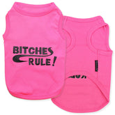 Parisian Pet dog tshirt with embroidered B*tches Rules detail for bold style.