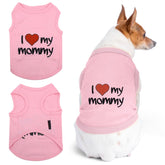 Parisian Pet dog t-shirt with embroidered I Love My Mommy for park day style