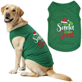 Parisian Pet dog tshirt shows embroidered Dear Santa Define Good on the front for festive photos.