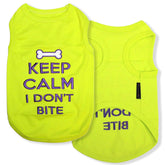 Parisian Pet dog tshirt Keep Calm embroidery closeup for relaxed outings.