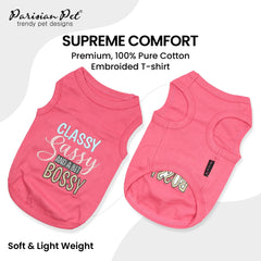 Parisian Pet dog t-shirt round-neck sleeveless cut enhances comfort on walks.