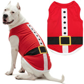 Parisian Pet dog t-shirt Santa embroidery front view for festive walks.