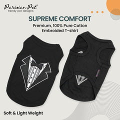 Parisian Pet dog-tshirt sleeveless design emphasizes comfort during summer strolls.