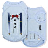 Parisian Pet dog t-shirt suspender tuxedo front view for a stylish outing
