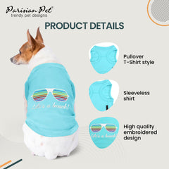 Parisian Pet embroidered life-s-a-beach design with sunglasses adds tropical flair for outings