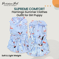 Parisian Pet Flamingo Summer Dress back bow detail adds chic charm for photos
