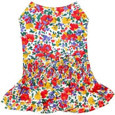 Parisian Pet floral-printed summer dress on a dog at the beach highlights breathable comfort.