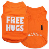 Parisian Pet Free Hugs dog t-shirt front view, showcasing breathable 100% cotton fabric for daily wear.
