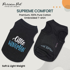 Parisian Pet Little Wingman embroidered detail showing durable stitching and charm.