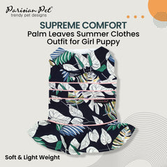 Parisian Pet palm leaves dress back view reveals pink lining and airy comfort