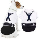 Parisian Pet Sailor Dog Shirt front view showcases classic blue-and-white styling for daily wear.