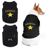 Parisian Pet sheriff-embroidered dog t-shirt offers playful authority for park days.