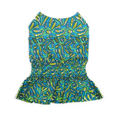 Parisian Pet tribal leaves pattern dress on beach-ready dog for summer