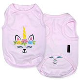 Parisian Pet unicorn girl t-shirt embroidery close-up for playful outings