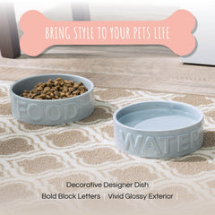 Park Life Designs pet bowl classic water medium grey rough-ceramic-texture conveys premium feel and durability