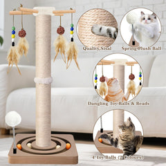PAROTO Tall Cat Scratching Post ball track invites interactive play and curiosity.