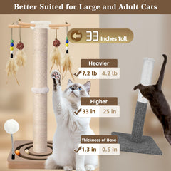 PAROTO Tall Cat Scratching Post with sisal wrap offers satisfying scratching for healthy claws.