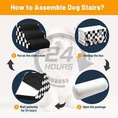PasTard dog stairs bed pineapple-pattern-steps enhances traction and style.