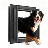 PATAPLUS aluminum dog door front view shows sturdy frame for easy pet access