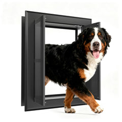 PATAPLUS aluminum dog door front view shows sturdy frame for easy pet access