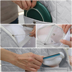 Patazone pet carrier bag grey shoulder strap front view illustrating versatile, comfortable carry option.