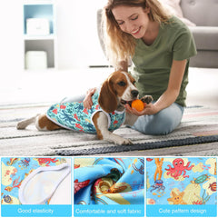 Paterr dog shirt with summer patterns to help pets stay breezy on hot days.