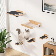PATHOSIO PETS space-saving cat wall shelves with hammock for cozy lounging.
