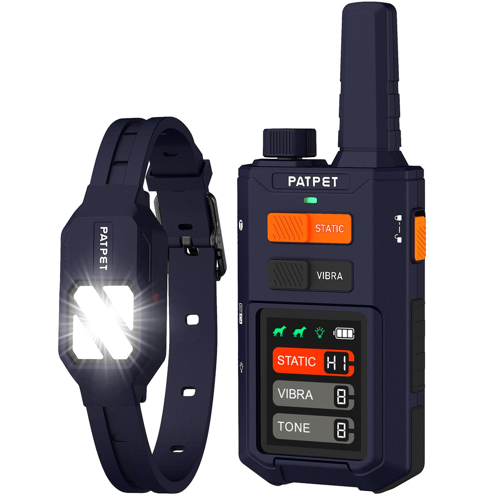 PATPET dog training collar light modes improve nighttime visibility during walks