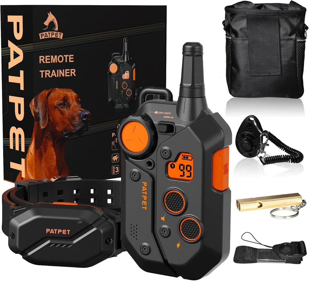 PATPET dog training collar remote demonstrates precise control during obedience sessions
