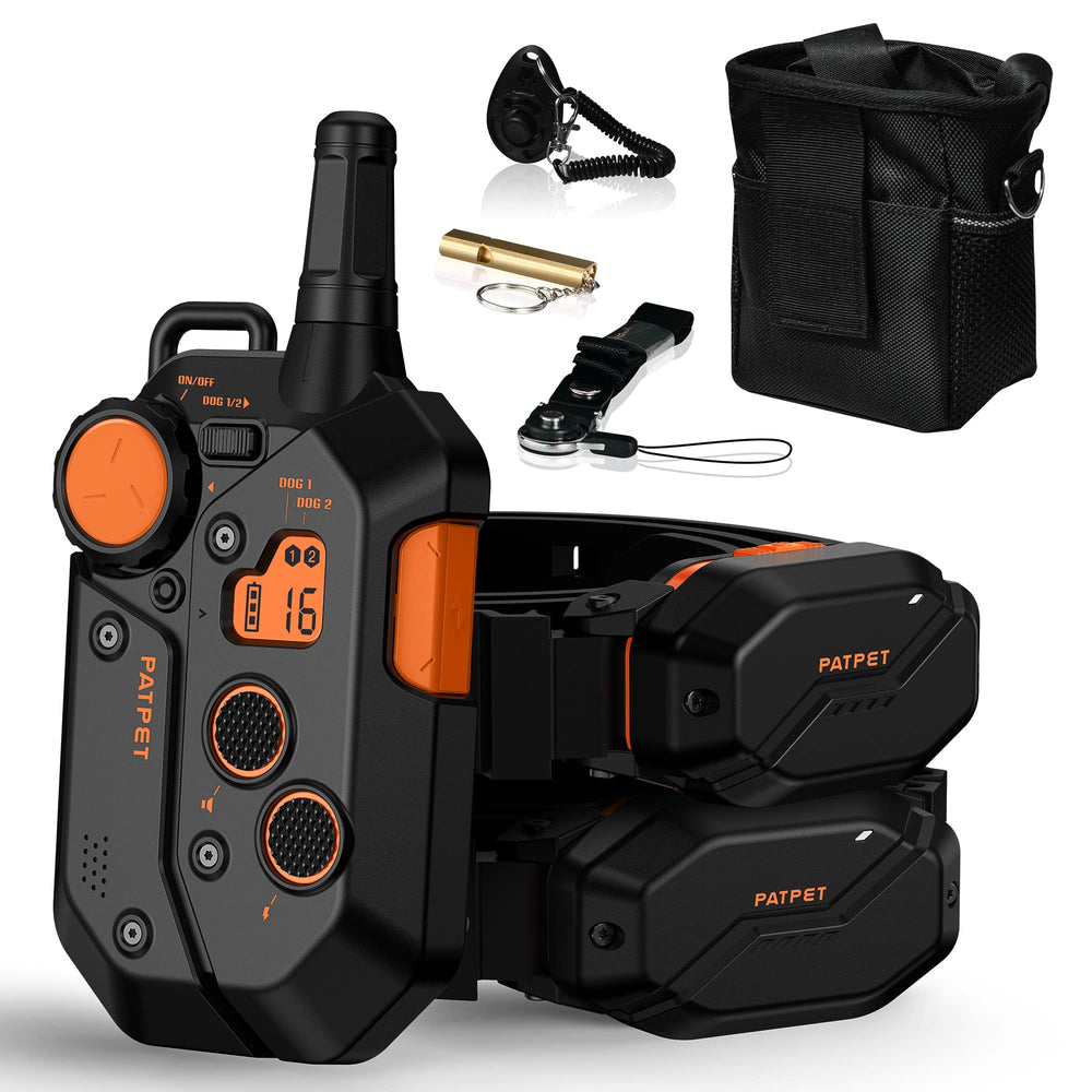PATPET dual-channel training collar with remote enabling simultaneous two-dog training sessions