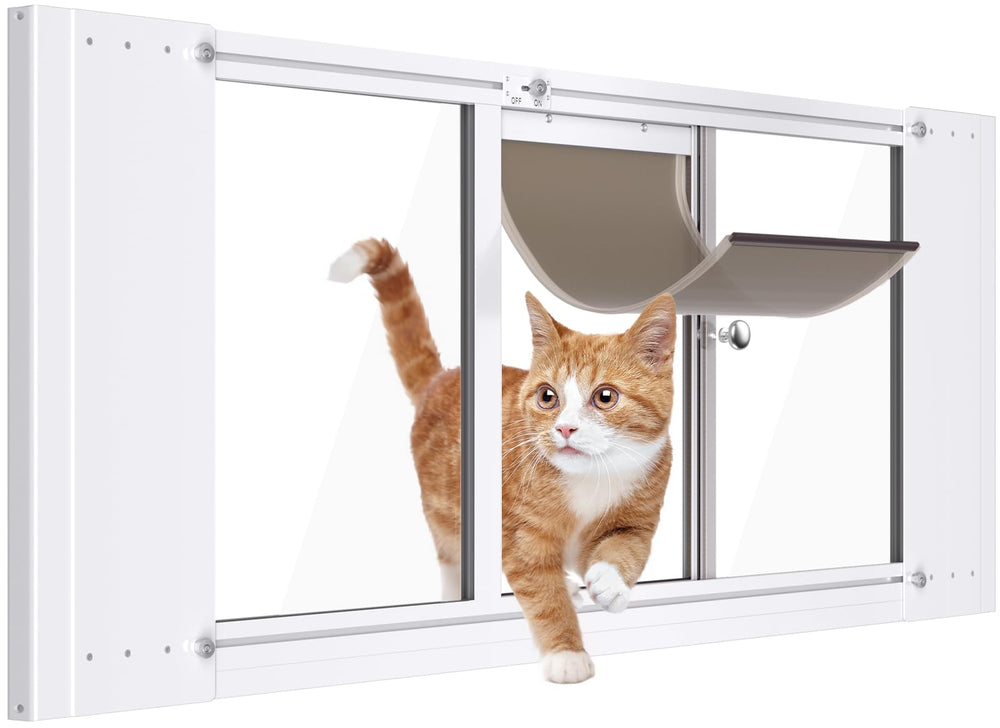 Paulmele cat door window closed-seal provides weatherproof protection for wind and rain.