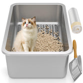 Paulmele XXL stainless-steel litter box overview shows durability and easy cleaning for big cats.