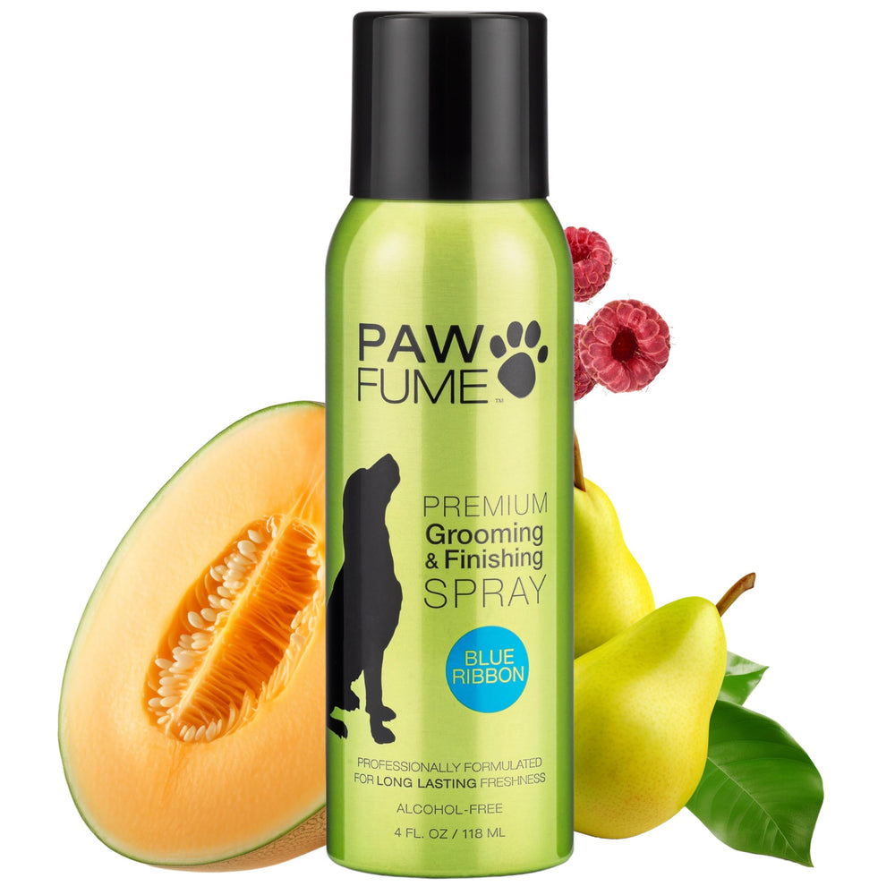 PAWFUME Blue Ribbon rociador-botella: perfuma y refresca el pelaje durante el día.