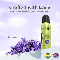 Paw Fume Hypoallergenic Moisturizers Bottle demonstrates skin-friendly care for coats.