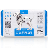 Paw Inspired Select Fit male diapers with coverage-core for secure protection.