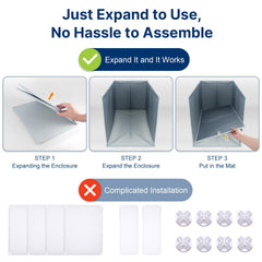 Paw Libero foldable easy-setup litter shield unfolds quickly for mess-free use.