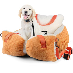 Paw Libero fuzzy dog bed car seat side view showing soft bolster for comfort