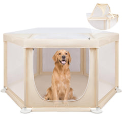 Paw Libero large playpen hexagon top view, spacious indoor play area